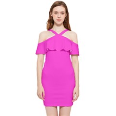 Razzle Dazzle Rose Pink	 - 	Shoulder Frill Bodycon Summer Dress