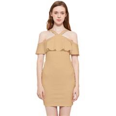 Sepia Yellow	 - 	shoulder Frill Bodycon Summer Dress by ColorfulDresses