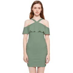 Dark Sage Green	 - 	shoulder Frill Bodycon Summer Dress by ColorfulDresses