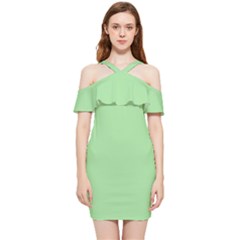 Granny Smith Apple Green	 - 	shoulder Frill Bodycon Summer Dress by ColorfulDresses