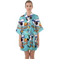 Guillever Wp Half Sleeve Satin Kimono  by artworkshop