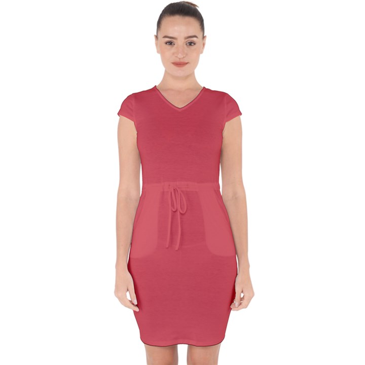 Cayenne Red	 - 	Capsleeve Drawstring Dress