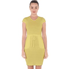 Laguna Yellow	 - 	capsleeve Drawstring Dress by ColorfulDresses