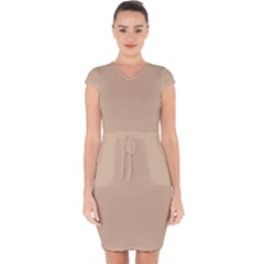 Mellow Buff	 - 	capsleeve Drawstring Dress by ColorfulDresses