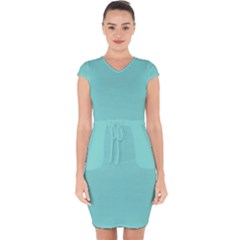 Tiffany Blue	 - 	capsleeve Drawstring Dress by ColorfulDresses