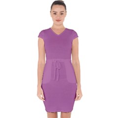 Pearly Purple	 - 	capsleeve Drawstring Dress by ColorfulDresses