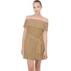 Fallow Brown	 - 	off Shoulder Chiffon Dress by ColorfulDresses