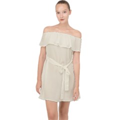 Egg Shell	 - 	off Shoulder Chiffon Dress by ColorfulDresses