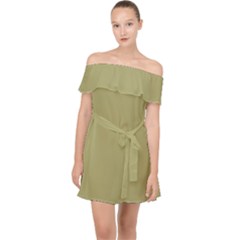 Khaki	 - 	off Shoulder Chiffon Dress by ColorfulDresses