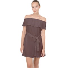 Rose Ebony Brown	 - 	off Shoulder Chiffon Dress by ColorfulDresses