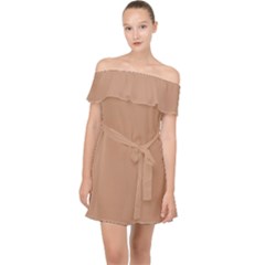 Toast Brown	 - 	off Shoulder Chiffon Dress by ColorfulDresses