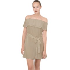 Warm Sand	 - 	off Shoulder Chiffon Dress by ColorfulDresses