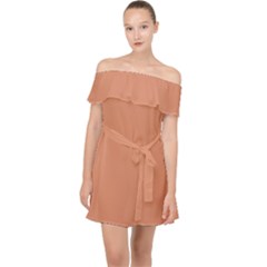 Soft Copper	 - 	Off Shoulder Chiffon Dress