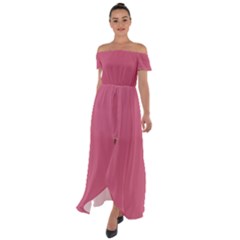 Cinnamon Satin Pink	 - 	Off Shoulder Open Front Chiffon Dress