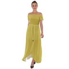 Ceylon Yellow	 - 	off Shoulder Open Front Chiffon Dress by ColorfulDresses