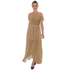 Desert Brown	 - 	off Shoulder Open Front Chiffon Dress by ColorfulDresses