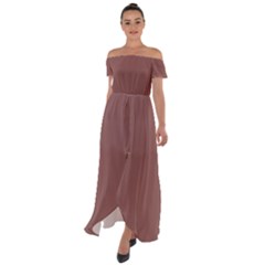 Rose Taupe Brown	 - 	off Shoulder Open Front Chiffon Dress by ColorfulDresses