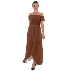 Toffee Brown	 - 	off Shoulder Open Front Chiffon Dress by ColorfulDresses