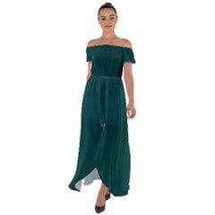 Warm Blackish Green	 - 	off Shoulder Open Front Chiffon Dress by ColorfulDresses