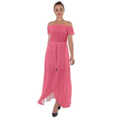 Wild Watermelon	 - 	off Shoulder Open Front Chiffon Dress by ColorfulDresses