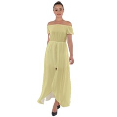 Yellow Iris	 - 	off Shoulder Open Front Chiffon Dress by ColorfulDresses