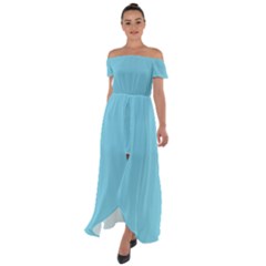 Middle Blue	 - 	off Shoulder Open Front Chiffon Dress by ColorfulDresses