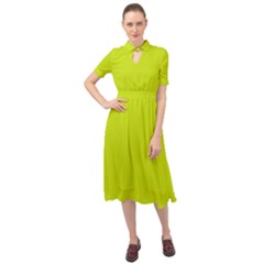 Bitter Lemon Green	 - 	keyhole Neckline Chiffon Dress by ColorfulDresses