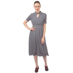 Quick Silver Grey	 - 	keyhole Neckline Chiffon Dress by ColorfulDresses