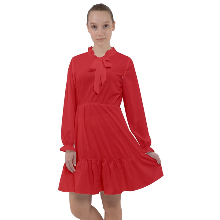 Amaranth Red	 - 	All Frills Chiffon Dress