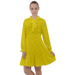 Corn Yellow	 - 	all Frills Chiffon Dress by ColorfulDresses