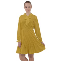 Lemon Curry Yellow	 - 	all Frills Chiffon Dress by ColorfulDresses