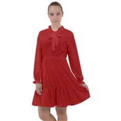 Fire Brick Red	 - 	all Frills Chiffon Dress by ColorfulDresses