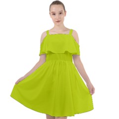 Bitter Lemon Green	 - 	cut Out Shoulders Chiffon Dress by ColorfulDresses