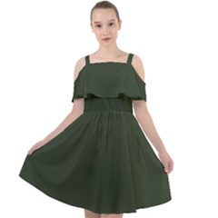 Kombu Green	 - 	cut Out Shoulders Chiffon Dress by ColorfulDresses