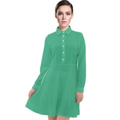 Dark Mint Green	 - 	long Sleeve Chiffon Shirt Dress by ColorfulDresses