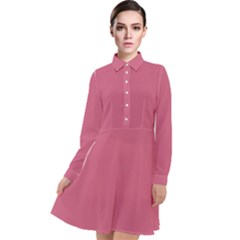 Cinnamon Satin Pink	 - 	Long Sleeve Chiffon Shirt Dress