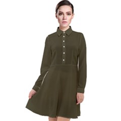 Dark Olive Drab	 - 	long Sleeve Chiffon Shirt Dress by ColorfulDresses