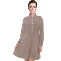 Stucco Brown	 - 	long Sleeve Chiffon Shirt Dress by ColorfulDresses