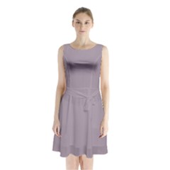 Heliotrope Grey	 - 	sleeveless Waist Tie Chiffon Dress by ColorfulDresses