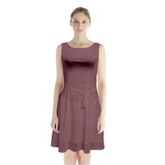 Rosy Finch Brown	 - 	sleeveless Waist Tie Chiffon Dress by ColorfulDresses