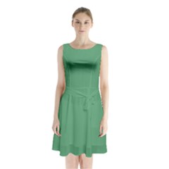 Shiny Shamrock Green	 - 	sleeveless Waist Tie Chiffon Dress by ColorfulDresses