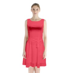 Sizzling Red	 - 	sleeveless Waist Tie Chiffon Dress by ColorfulDresses