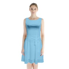 Baby Blue	 - 	Sleeveless Waist Tie Chiffon Dress