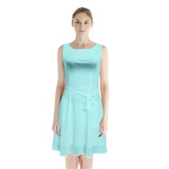 Italian Sky Blue	 - 	sleeveless Waist Tie Chiffon Dress by ColorfulDresses