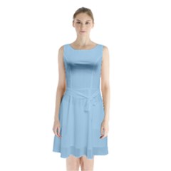 Jeans Blue	 - 	sleeveless Waist Tie Chiffon Dress by ColorfulDresses