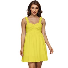 Neon Yellow	 - 	ruffle Strap Babydoll Chiffon Dress by ColorfulDresses