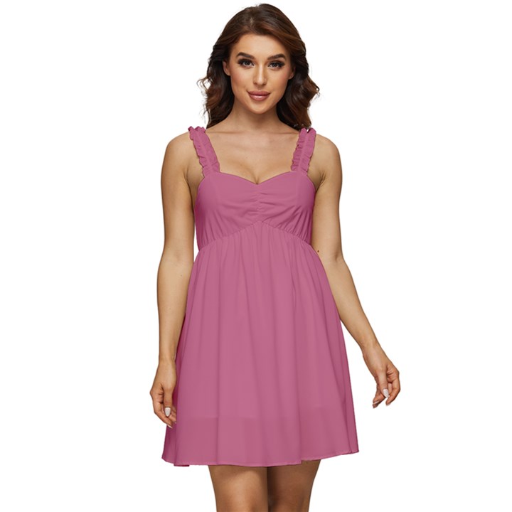 Tulip Pink	 - 	Ruffle Strap Babydoll Chiffon Dress