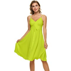 Bitter Lemon Green	 - 	sleeveless Tie Front Chiffon Dress by ColorfulDresses