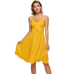 China Yellow	 - 	sleeveless Tie Front Chiffon Dress by ColorfulDresses