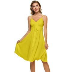 Corn Yellow	 - 	sleeveless Tie Front Chiffon Dress by ColorfulDresses